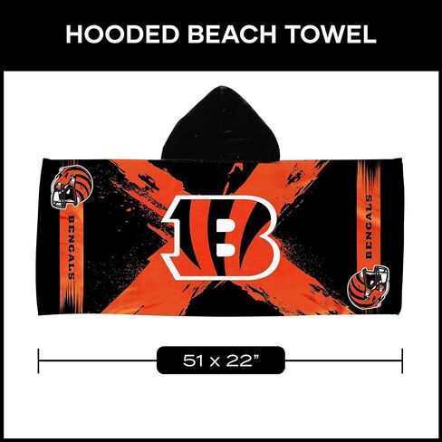 Northwest Cincinnati Bengals NFL Cross Out Youth Hooded Micro Fiber Towel 22 x 51 Inches in Saudi Arabia