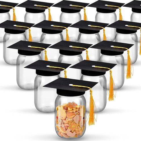 Amyhill 16 Sets Graduation Mason Jars for Centerpieces 12 oz Plastic Class of 2025 Candy Gifts Jar for Graduation Centerpieces(Purple) in Saudi Arabia