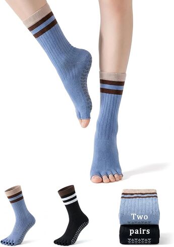 جوارب طاقم بيلاتيس مع قبضة للنساء ، جوارب اليوغا اللزجة اللزجة للباري ، الرقص ، هدايا بيلاتيس (زوجان ، أزرق/أسود) in Kuwait