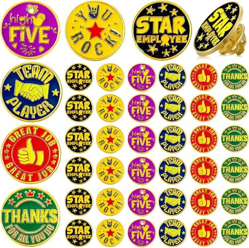 48 Pcs Employee of The Month Lapel Pin 3/4 Inch Employee Appreciation Lapel Pin 6 Style Employee Enamel Pins Employee Recognition Pins Motivational Pins for Award Employees Staff Team Gift in Kuwait