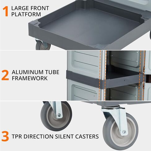 Commercial Janitorial Cart with 2 Cabinet - Black Housekeeping Caddy with Cover, Shelves, and Vinyl Bag in Saudi Arabia