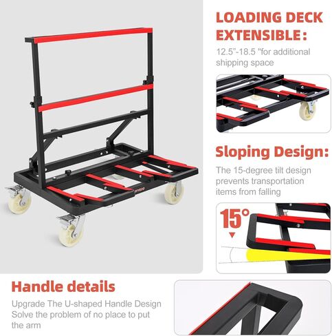 Upgraded Drywall Cart Dolly 2400 lbs Capacity, Drywall Dolly with w/ 6" Nylon Wheels, Portable Panel Truck Cart for Handling Plywood, Plasterboard, Glass in Kuwait
