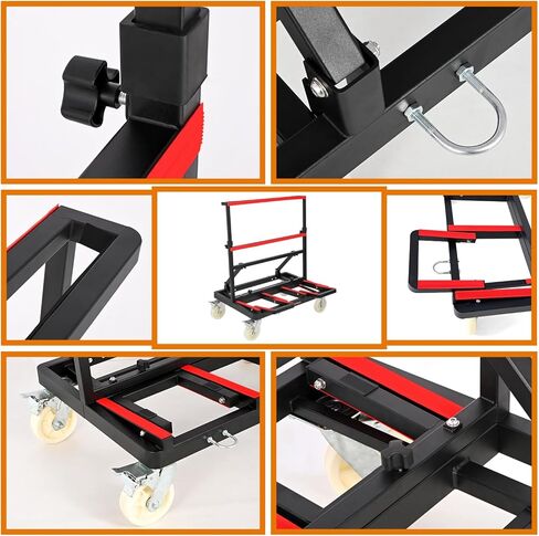Upgraded Drywall Cart Dolly 2400 lbs Capacity, Drywall Dolly with w/ 6" Nylon Wheels, Portable Panel Truck Cart for Handling Plywood, Plasterboard, Glass in Kuwait