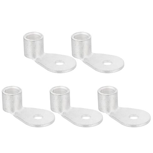 MECCANIXITY 2/0 AWG - 1/4" Copper Wire Lugs, 90 Degree Bent Battery Cable Ends Battery Lugs Ring Terminals Connectors Bare Copper Eyelet for Marine Electrical Supplies (Silver, 2Pcs) in Saudi Arabia