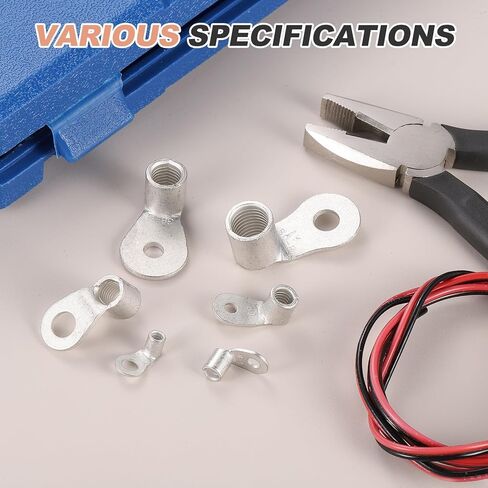 MECCANIXITY 2/0 AWG - 1/4" Copper Wire Lugs, 90 Degree Bent Battery Cable Ends Battery Lugs Ring Terminals Connectors Bare Copper Eyelet for Marine Electrical Supplies (Silver, 2Pcs) in Saudi Arabia