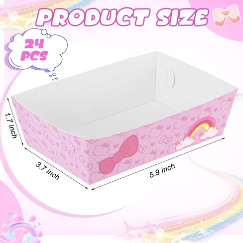24 Pcs Cartoon Paper Tray Kawaii Birthday Decorations Food Serving Tray Disposable Box for Snacks Pink Cat Theme Party Supplies Baby Shower Hot Dog Popcorn in Saudi Arabia