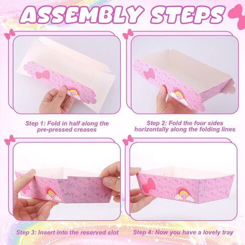24 Pcs Cartoon Paper Tray Kawaii Birthday Decorations Food Serving Tray Disposable Box for Snacks Pink Cat Theme Party Supplies Baby Shower Hot Dog Popcorn in Saudi Arabia