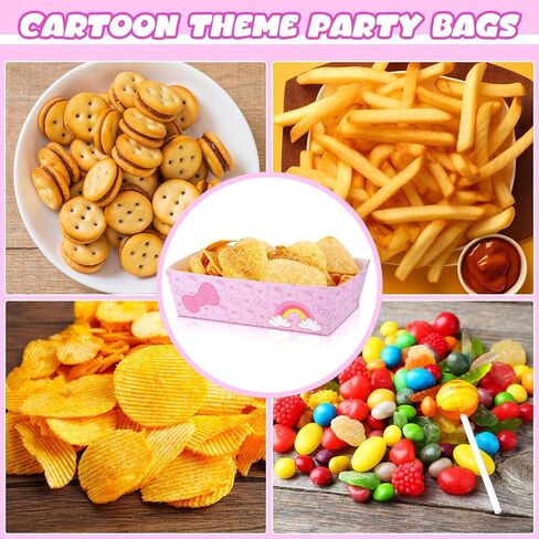24 Pcs Cartoon Paper Tray Kawaii Birthday Decorations Food Serving Tray Disposable Box for Snacks Pink Cat Theme Party Supplies Baby Shower Hot Dog Popcorn in Saudi Arabia