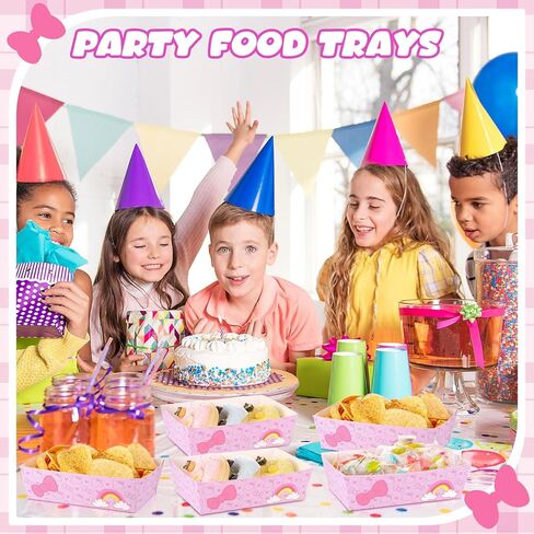 24 Pcs Cartoon Paper Tray Kawaii Birthday Decorations Food Serving Tray Disposable Box for Snacks Pink Cat Theme Party Supplies Baby Shower Hot Dog Popcorn in Saudi Arabia