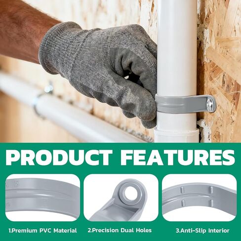 OURU 4pcs 3 Inch PVC Pipe Straps, 2-Hole Plastic Pipe Clamp, Conduit Clamp for Reinforcing Pipes, Conduits and Tubes in Kuwait