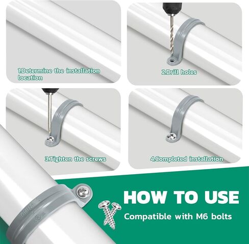 OURU 4pcs 3 Inch PVC Pipe Straps, 2-Hole Plastic Pipe Clamp, Conduit Clamp for Reinforcing Pipes, Conduits and Tubes in Kuwait