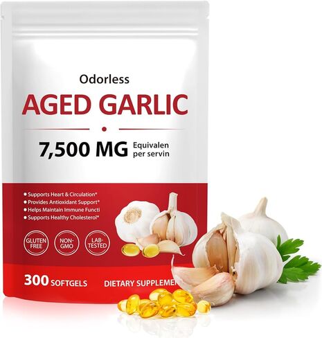 عدد 300 كبسولة هلامية من الثوم - مكمل ثوم يمكن التحكم في رائحته - دعم عشبي تقليدي - خذها مباشرة وابتلعها بالكامل - كبسولات كبسولة هلامية سهلة البلع - غير معدلة وراثيًا، وخالية من الغلوتين in Kuwait