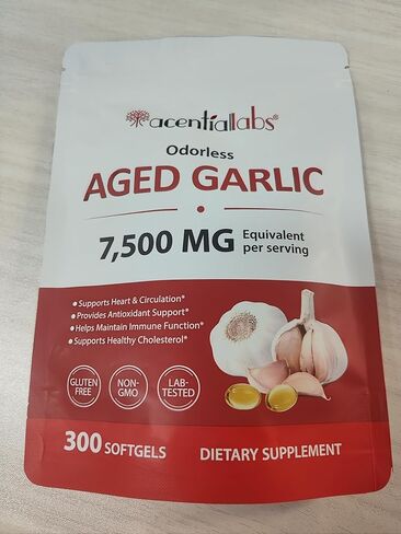 كبسولات مستخلص الثوم المعتق، مكملات الثوم، كبسولات هلامية ثوم عضوية عديمة الرائحة لدعم المناعة، طبيعية بالكامل، غير معدلة وراثيًا، 300 عدد (1) in Kuwait