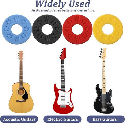 20 Pcs Guitar Strap Blocks Rubber Guitar Strap Locks Silicone Protector Block Holder For Electric Acoustic Bass Guitars Straps Locks Black Blue Yellow Red in Saudi Arabia