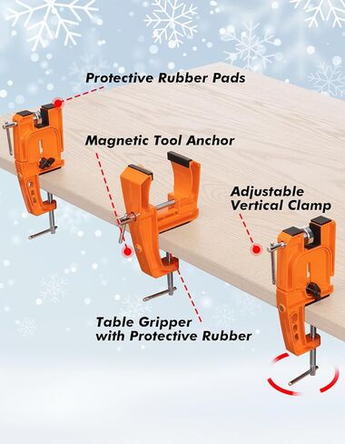 Ski Vise for Tuning, Ski Snowboard Tuning Vise with Non-Slip Rubber Pads, Stable Snowboard Vice Grips, Horizontal and Vertical Working Positions, 2 Rubber Ski Brake Retainers in Kuwait