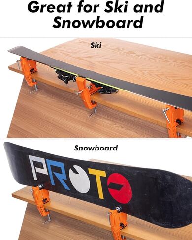 Ski Vise for Tuning, Ski Snowboard Tuning Vise with Non-Slip Rubber Pads, Stable Snowboard Vice Grips, Horizontal and Vertical Working Positions, 2 Rubber Ski Brake Retainers in Kuwait