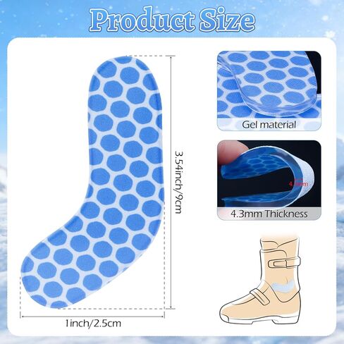 12 عبوة من وسادات جل لأحذية التزلج والتزحلق على الجليد - حشوات ذاتية اللصق بسمك 4.3 مم لتقليل رفع الكعب والضغط والبثور in Kuwait