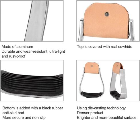 Horse Riding Stirrups, Aluminum Light Weight Stirrups, Anti Slip Rubber Foot Mat, Suitable for Daily Riding Or Training Performance in Saudi Arabia