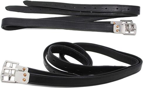 CHALLENGER 54" English Equestrian Tack Adult Padded Saddle Stirrup Leathers Black 805SL03BK-54 in Saudi Arabia
