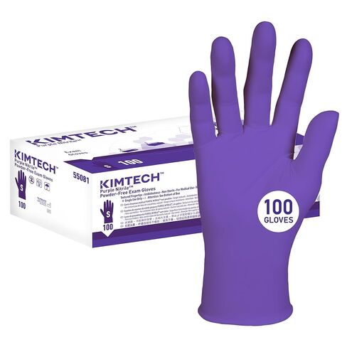 Ansell Kimtech™ Purple Nitrile™ Exam Gloves (55081), 5.9 Mil, Ambidextrous, 9.5", Small, 100 Nitrile Gloves/Box in Kuwait