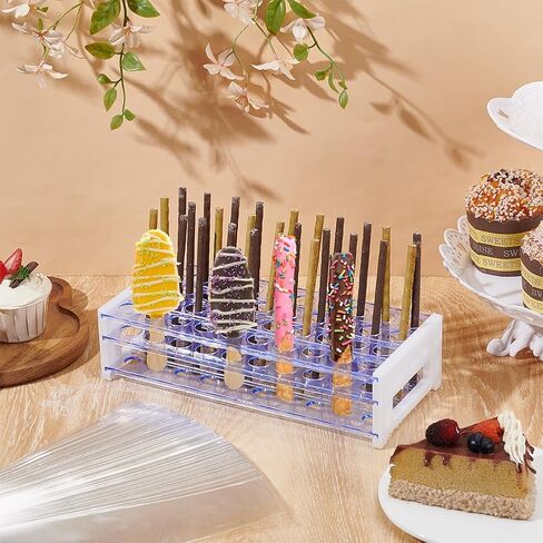 UNICRAFTALE البريتزل قضيب حامل البلاستيك أنبوب اختبار رف البريتزل العصي حامل مع 100 قطعة أكياس الوجبات الخفيفة واضحة الحلوى عرض الرف ما يصل إلى 50 قضبان لحفل زفاف عيد ميلاد Hole15mm قطر in Saudi Arabia