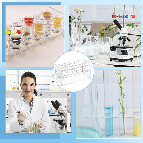 WEBEEDY قطعتان من رف أنابيب الاختبار الأكريليك 18 بئرًا لأنابيب الطرد المركزي 10 مل/15 مل، رف حامل أنبوب شفاف لتخزين عينات أبحاث مختبر المستشفى، فتحات 17 مم/0.67 بوصة in Saudi Arabia