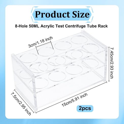 OLYCRAFT 2 قطعة رفوف أنبوب اختبار أكريليك شفاف مع 12 فتحة 5.9x3x2.9 بوصة حامل أنبوب اختبار حامل أنابيب الطرد المركزي حامل عرض المختبر لأنابيب اختبارات 50 مل مختبر الكيمياء - فتحة 1.2 بوصة in Saudi Arabia