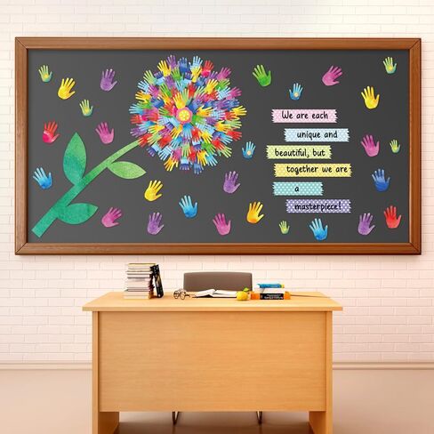 94 Pcs Spring Classroom Tree Bulletin Board Hands Bulletin Board Tree Cutouts Colorful Handprint Classroom Tree Wall Decor for Spring Elementary School Teacher Chalkboard Supplies in Saudi Arabia