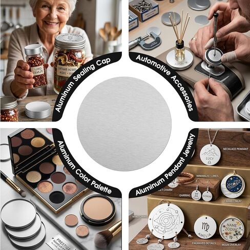 Aluminum Discs, 3" (80mm) Diameter 20 Gauge (0.8mm) Thickness Round 6061 Aluminum Metal Sheets & Circles for Crafts, Metal Stamping, DIY, Jewelry Making (5 Pac) in Kuwait