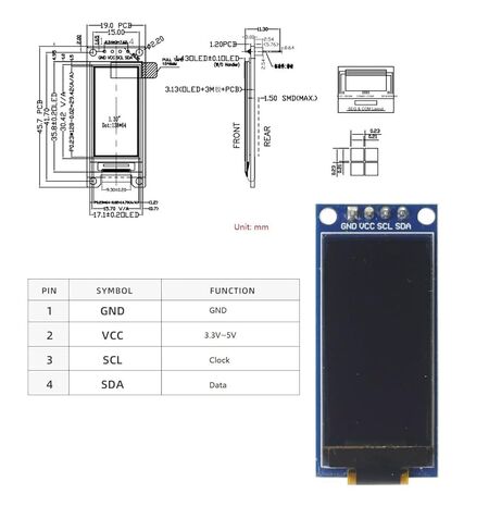 1.3 Inch OLED Display 64×128 LCD Module SH1107 LCD OLED Vertical Screen Module for Arduino Project DIY in Saudi Arabia