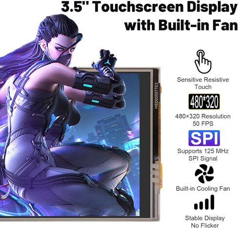 3.5" TFT LCD Touch Screen SPI Display 480x320 with Touch Pen – Compatible with RPi B, B+, 2B, 3B, 3B+,4B, 5 in Kuwait