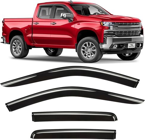 Voron Glass Tape-on Extra Durable Rain Guards for Trucks Chevrolet (Chevy) Silverado/GMC Sierra 1500 2019-2025 Double Cab, Window Deflectors, Vent Window Visors, 4 Pieces - 130090 in Kuwait