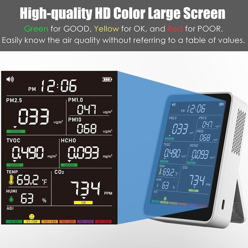 Professional Indoor Air Quality Monitor with AQI Alerts in Kuwait