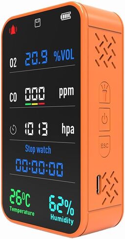 7-in-1 Portable Oxygen Detector,Oxygen Monitor for O2,Air Pressure,Temperature,Humidity,Room Oxygen Sensor for 3000mAh Rechargeable Battery, SD Card,Room Oxygen Monitor for Hiking,Camping,RVs,Car in Saudi Arabia