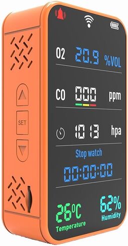 7-in-1 Portable Oxygen Detector,Oxygen Monitor for O2,Air Pressure,Temperature,Humidity,Room Oxygen Sensor for 3000mAh Rechargeable Battery, SD Card,Room Oxygen Monitor for Hiking,Camping,RVs,Car in Saudi Arabia