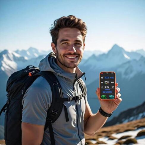 7-in-1 Portable Oxygen Detector,Oxygen Monitor for O2,Air Pressure,Temperature,Humidity,Room Oxygen Sensor for 3000mAh Rechargeable Battery, SD Card,Room Oxygen Monitor for Hiking,Camping,RVs,Car in Saudi Arabia