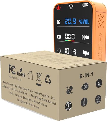 7-in-1 Portable Oxygen Detector,Oxygen Monitor for O2,Air Pressure,Temperature,Humidity,Room Oxygen Sensor for 3000mAh Rechargeable Battery, SD Card,Room Oxygen Monitor for Hiking,Camping,RVs,Car in Saudi Arabia