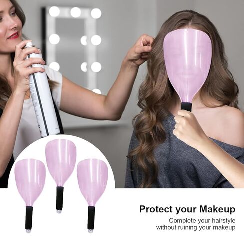 3 Pcs Barber Salon Face Shield,Plastic Hairdressing Shield with Sponge Handle Reusable Hairspray Protector for Hairstylist Essentials Hairdressing Haircut Makeup Eyes Protect(COLOR:pink) in Saudi Arabia