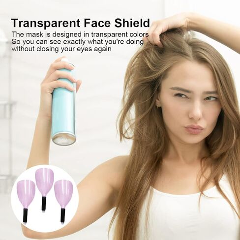 3 Pcs Barber Salon Face Shield,Plastic Hairdressing Shield with Sponge Handle Reusable Hairspray Protector for Hairstylist Essentials Hairdressing Haircut Makeup Eyes Protect(COLOR:pink) in Saudi Arabia