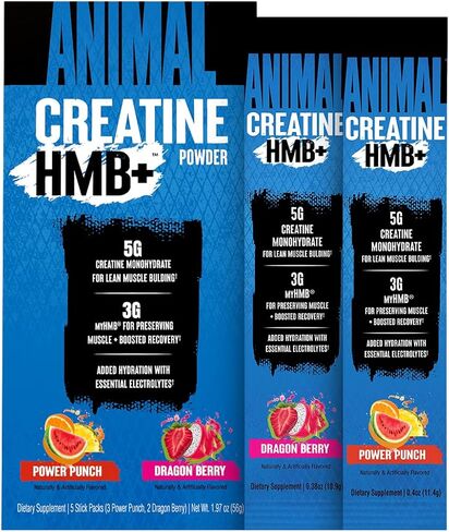 Animal Creatine HMB+ - Creatine Monohydrate Powder with HMB & Electrolytes, Supports Muscle Growth, Recovery, Endurance, Gym & Workout Supplements for Men & Women - Dragon Berry Flavored, 30 Servings in Saudi Arabia