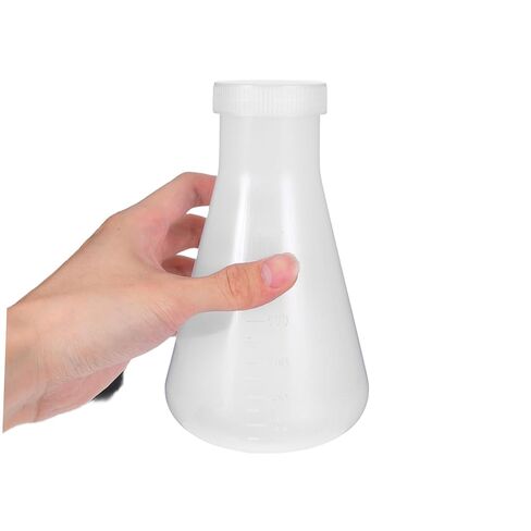 3pcs Plastic Conical Flask with Screw Cap for Chemistry Experiments Laboratory Use and Stable Design for Students in Saudi Arabia