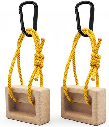 مجموعة ألواح التسلق المحمولة من خشب الزان - كتل قبضة مزدوجة الجيب لتدريب قوة الأصابع والساعد - يتضمن حبل قابل للتعديل ومشابك معدنية in Kuwait