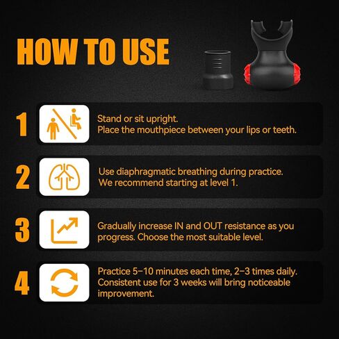 جهاز تمرين التنفس من سونمول للرئتين مع 5 مستويات مقاومة وقطعتي فم قابلتين للفصل | مدرب الرئة للعلاج التنفسي الطبيعي | جهاز تمرين الرئة وجهاز تمرين التنفس Peak in Kuwait
