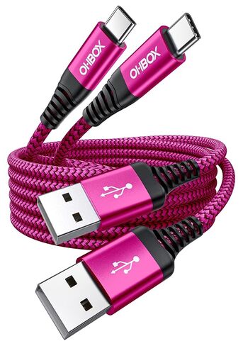 USB to USB C Cable 60W Fast Charging [2 Pack 6FT], USB A to USB C Cable for CarPlay, Durable Braided USB Type C iPhone Charger USBC Cord for iPhone 17/16/15/Pro Max/Plus, Samsung Galaxy S23 and More in Saudi Arabia