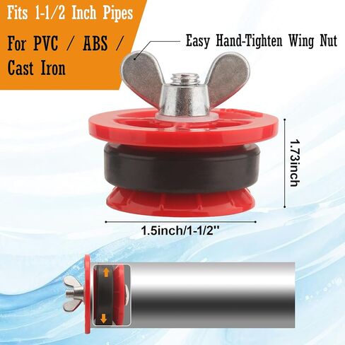 1.5 Inch Plumbing Test Plug, Expandable Rubber Pipe Mechanical Test Plug for Drain & Pipe Pressure Testing and Temporary Sealing, End-of-Pipe Gripper Plug Fits 1-1/2" PVC ABS Cast Iron Pipes - 3 pcs in Saudi Arabia
