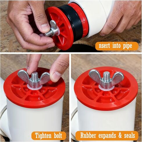 1.5 Inch Plumbing Test Plug, Expandable Rubber Pipe Mechanical Test Plug for Drain & Pipe Pressure Testing and Temporary Sealing, End-of-Pipe Gripper Plug Fits 1-1/2" PVC ABS Cast Iron Pipes - 3 pcs in Saudi Arabia
