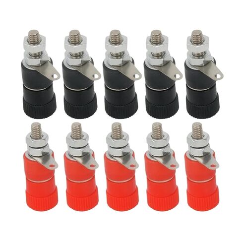 fengpeng 5Pcs 4mm Banana Socket Professional Binding Post Nut Plug Jack Connector Nickel Plated(5Red) in Saudi Arabia