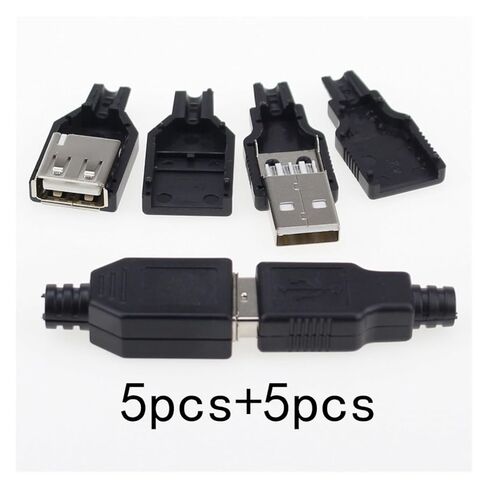 fengpeng IMC hot (5pcs Male+5pcs Female) USB 4 Pin Plug Socket Connector with Black Plastic Cover in Kuwait