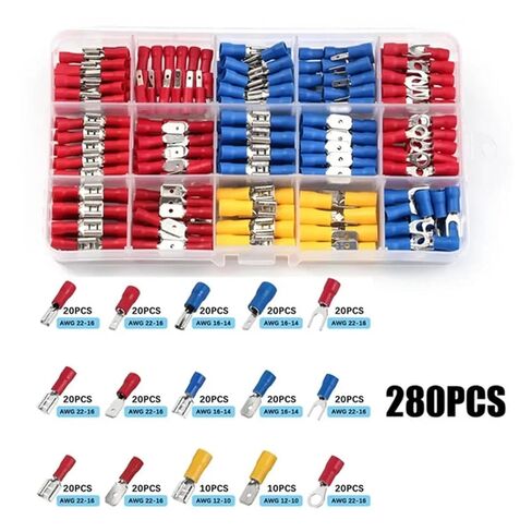 fengpeng 280PCS 2.8mm 4. 6.3mm Male and Female Spade Connector kit, 15 Types Crimp Terminals Electrical Connectors in Kuwait