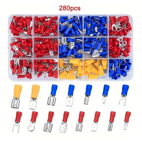 fengpeng 280PCS 2.8mm 4. 6.3mm Male and Female Spade Connector kit, 15 Types Crimp Terminals Electrical Connectors in Kuwait